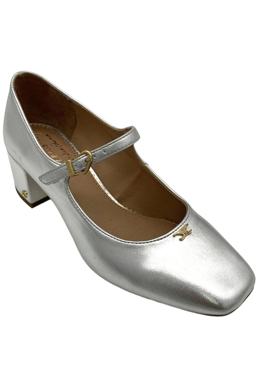 Circus by Sam Edelman Women's Eloisa Heel Mary Jane Silver - Medium
